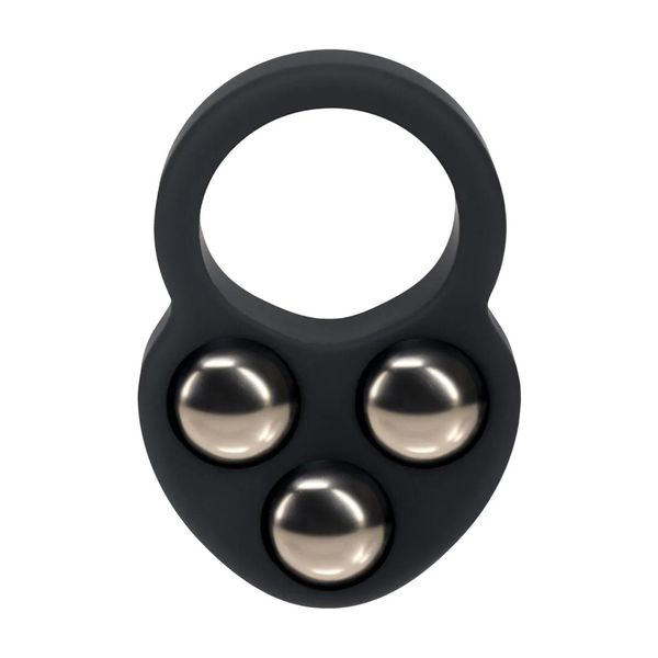 Liquid Silicone Triple Weighted Ball Cockring - Black zdjęcie 4