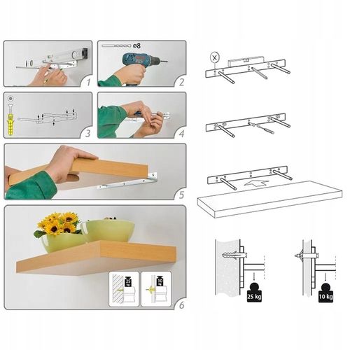Półka ścienna samowisząca 23cm zaokrąglona - Taso - Biały na Arena.pl