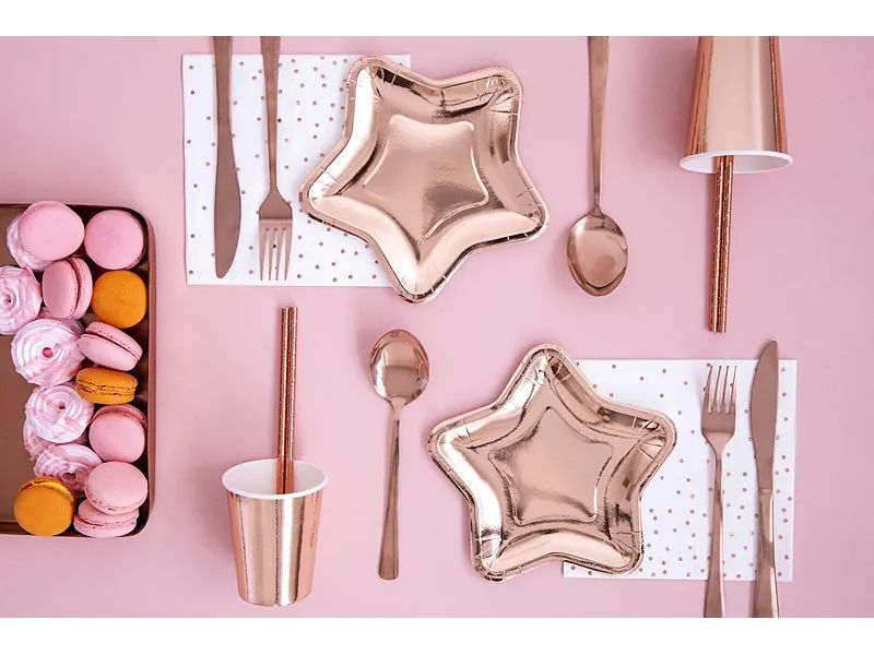 Serwetki, Kropki, białe z różowo złotym nadrukiem, 33 cm x 33 cm, 20 szt. zdjęcie 4