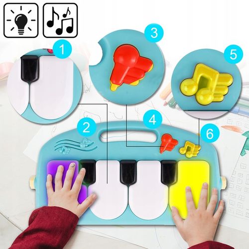 MATA EDUKACYJNA INTERAKTYWNA PIANINKO GRZECHOTKI GRYZAK LUSTERKO DLA DZIECI na Arena.pl