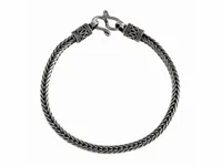 GRUBA OKSYDOWANA SREBRNA BRANSOLETA 3.8MM PLECIONY KŁOS WARKOCZ