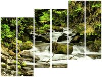 100CM 220CM OBRAZ 6 ELEM POTOK WŚRÓD DRZEW ŚCIENNY