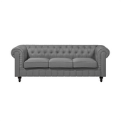 Sofa 3-osobowa szara CHESTERFIELD duża