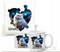 Zestaw PODUSZKA + KUBEK KOT KOTEK KOTY IMIĘ PREZENT z napisem dedykacją