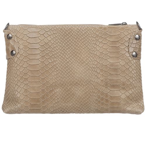 VERA PELLE torebka skórzana listonoszka kroko z paskiem V487 c.beżowa na Arena.pl