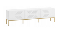 Nowoczesna Szafka RTV Ryflowana 3- Drzwiowa 3D 170 cm Biała KLERMO ML