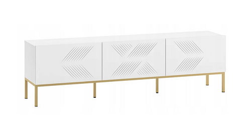 Nowoczesna Szafka RTV Ryflowana 3- Drzwiowa 3D 170 cm Biała KLERMO ML na Arena.pl