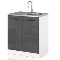 szafka kuchenna pod zlewozmywak dolna na nóżkach 60cm spremium szary połysk