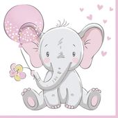 Serwetki papierowe słonik różowy baby shower roczek dla dziewczynki 20 szt.