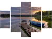 70 100CM OBRAZ 5 ELEM ZACHÓD SŁOŃCA JEZIOREM WOLSZTYŃSKIM DRUK PŁÓTNO