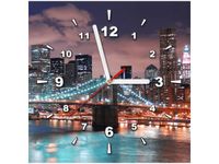 30X30CM ZEGAR PANORAMA MANHATTANU OBRAZ DREWNO