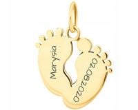ZŁOTA ZAWIESZKA STÓPKI STOPY DLA MAMY 585 GRAWER