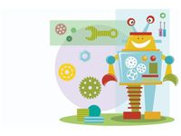 60X40CM DUŻY NIEBIESKI ROBOT OBRAZ