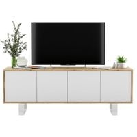 Komoda RTV, NORD, rama, 150x35x53 cm, dąb wotan, biel, mat | TYLETEGOTU