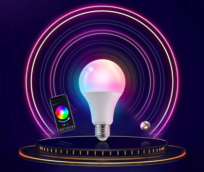 Inteligentna Żarówka Kolorowa Smart LED RGB+CCT E27 9W WiFi TUYA zdjęcie 3