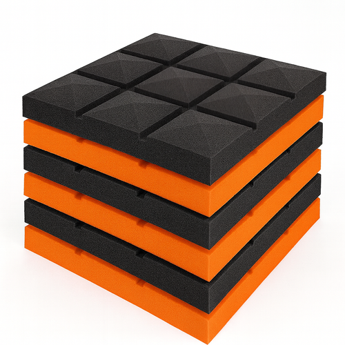 Panele akustyczne BUFFO 30×30 cm| grafit pomarańcz| ZESTAW | – 4 szt na Arena.pl