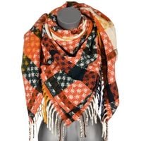 Pomarańczowy Duży Szalik Damski Bawełniany Ciepły Chusta Na Szyję Rec-81
