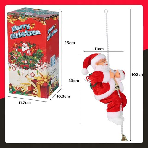 MIKOŁAJ WSPINAJĄCY SIĘ NA LINIE 100CM MELODYJKA NA PREZENT ŚWIĘTA WCHODZĄCY na Arena.pl