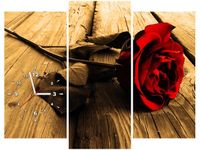 90CM 70 ZEGAR 3 ELEM RÓŻA SEPII SCIENNY DRUK