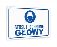 Tabliczka znak informacyjny nadruk uv dibond 20x15 stosuj ochronę głowy