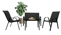 Zestaw mebli ogrodowych Marbella stół ławka 2 krzesła czarny