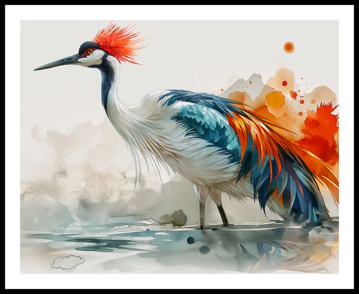 Plakat 76x60,5cm Żuraw w Akwareli zdjęcie 3