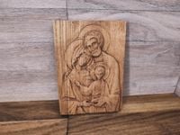 Płaskorzeźba Obraz Świętej Rodziny drewno Święta Rodzina V prezent ślub 20