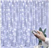 KURTYNA ŚWIETLNA kurtyna LED 2x2 m 200 LED USB pilot+ haczyki BIAŁY ZIMNY