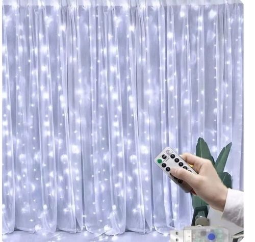 KURTYNA ŚWIETLNA kurtyna LED 2x2 m 200 LED USB pilot+ haczyki BIAŁY ZIMNY na Arena.pl