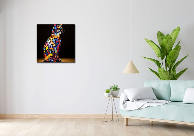 Obraz 60x60cm Koci Witraż zdjęcie 2