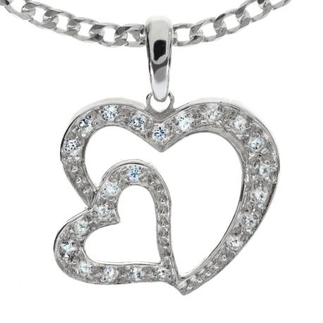 SREBRNY WISIOREK PODWÓJNE SERDUSZKO Z CYRKONIAMI PRÓBA SREBRA 925 na Arena.pl
