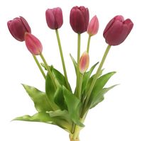 TULIPAN sztuczny TULIPANY SILIKONOWE BUKIET 7 sztuk FIOLETOWE