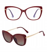 Damskie OKULARY Zerówki oprawki do KOMPUTERA + NAKŁADKA PRZECIWSŁONECZNA