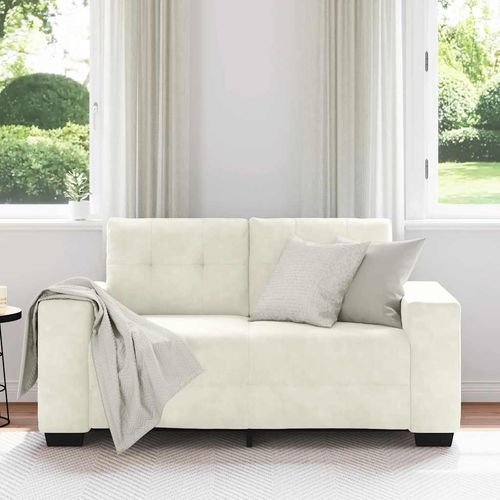 Sofa dwuosobowa, kremowa, 120 cm, aksamit na Arena.pl