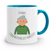 Kubek Błękitny Dzień Dziadka Z Dziadkiem Fajniej Z Nadrukiem Ze Zdjęciem