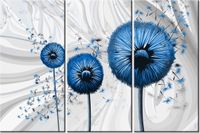 60 90CM OBRAZ 3 ELEM NIEBIESKIE DMUCHAWCE 3 DRUK PŁÓTNO RAMA