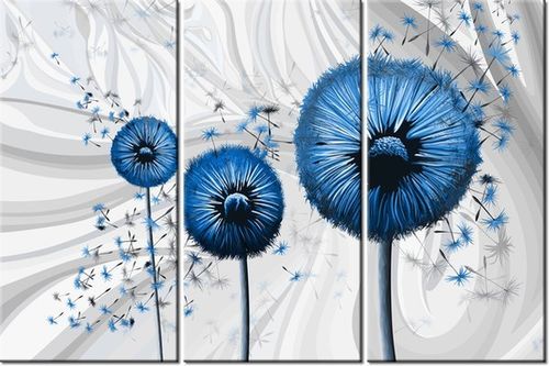 60 90CM OBRAZ 3 ELEM NIEBIESKIE DMUCHAWCE 3 DRUK PŁÓTNO RAMA na Arena.pl