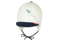 BROEL Bimbo czapka niemowlęca pilotka dla chłopca ecru 42-44