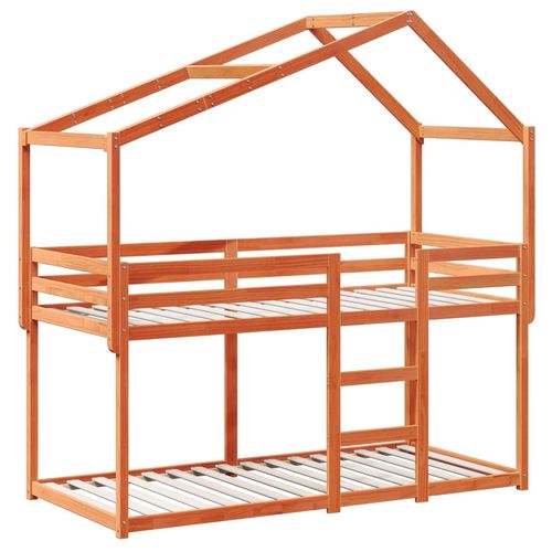 Łóżko z piętrem i daszkiem, woskowy brąz, 80x200 cm na Arena.pl