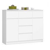 Komoda do sypialni, 6 szuflad, 2 drzwi, PLENO, 120x40x99, biel | TYLETEGOTU