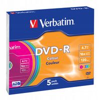 Płyta Verbatim DVD-R 4,7 GB AZO Kolorowe 25 sztuk w pudełkach