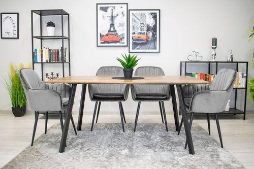 Krzesło LUGO - aksamit srebrno-szary / nogi czarne x 1 na Arena.pl