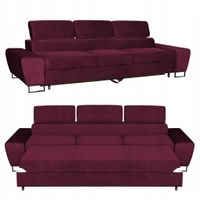 Sofa kanapa 3 os rozkładana z f. spania Bosso Family meble bordowy welur