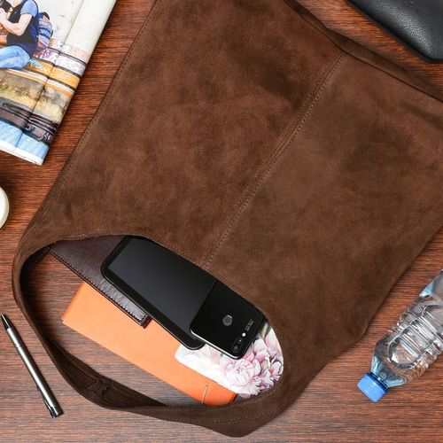 Torebka damska skórzana zamszowa pojemna shopper A4 klasyczna skóra włoska na Arena.pl