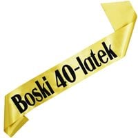 Boski 40-latek - złota szarfa, czarny nadruk