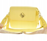 Laura Biaggi - torebka listonoszka kuferek żółty groszek klapka mat JS170