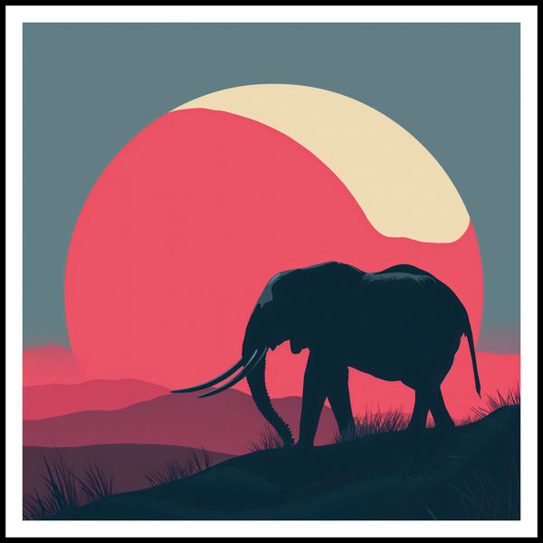 Plakat 90x90cm Słoń przy Czerwieni zdjęcie 3
