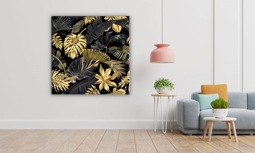 OBRAZ NA PŁÓTNIE 124 Złote liście 70x70cm na Arena.pl