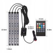 OŚWIETLENIE LED RGB DO WNĘTRZA SAMOCHODU AUTA LISTWA KABINY + PILOT