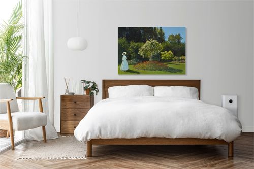 Obraz 70x50cm Lady in the Garden, Monet Vintage do Salonu na Arena.pl